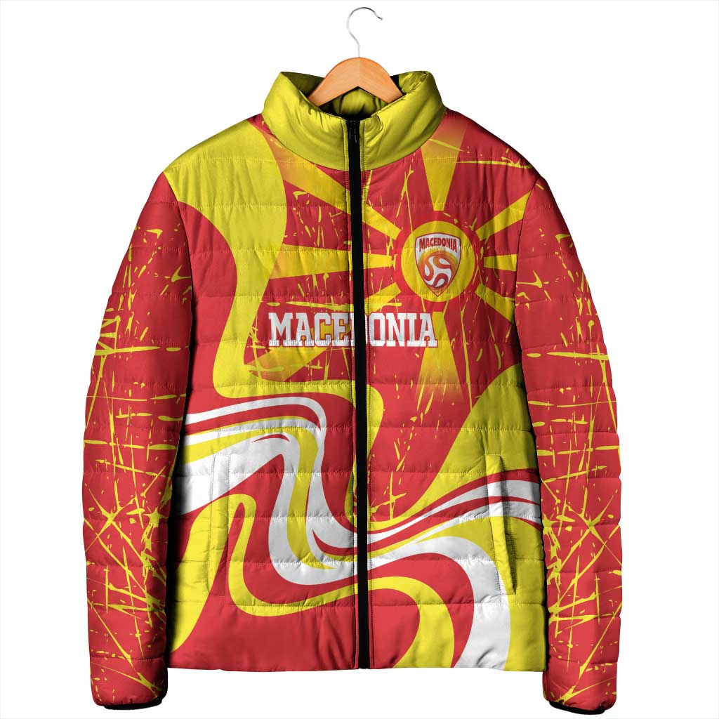 Macedonia Football Custom Padded Jacket Go Risovi Grunge Style - Wonder Print Shop