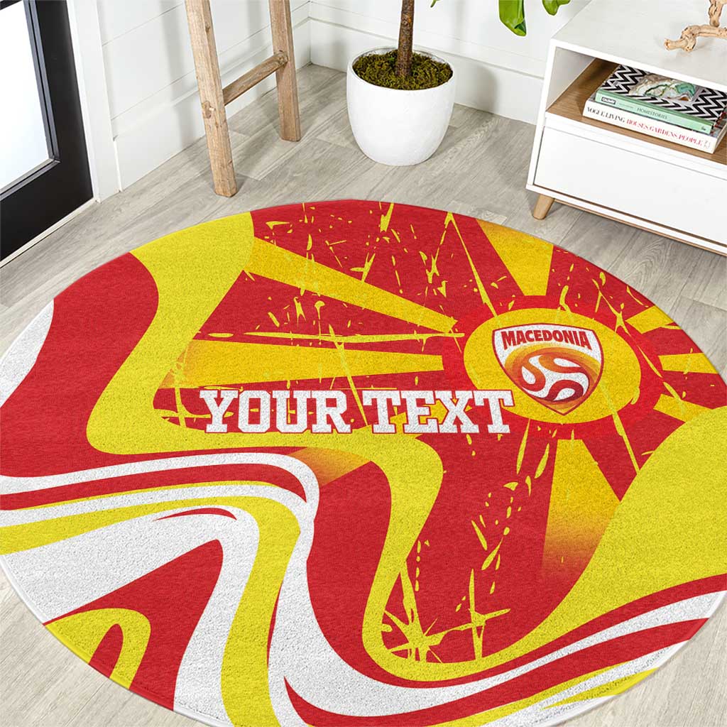 Macedonia Football Custom Round Carpet Go Risovi Grunge Style - Wonder Print Shop