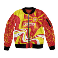 Macedonia Football Custom Sleeve Zip Bomber Jacket Go Risovi Grunge Style - Wonder Print Shop