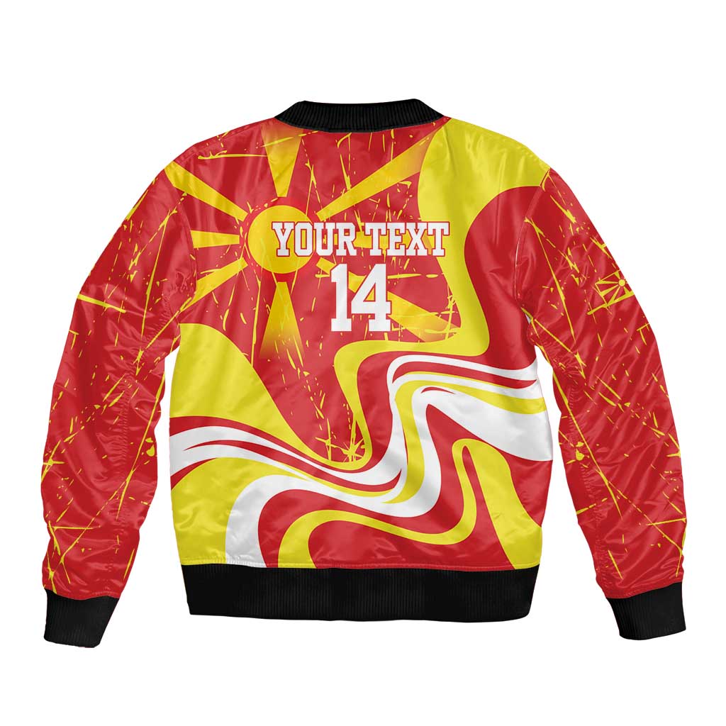Macedonia Football Custom Sleeve Zip Bomber Jacket Go Risovi Grunge Style - Wonder Print Shop