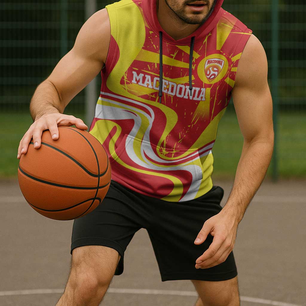 Macedonia Football Custom Sleeveless Hoodie Go Risovi Grunge Style - Wonder Print Shop