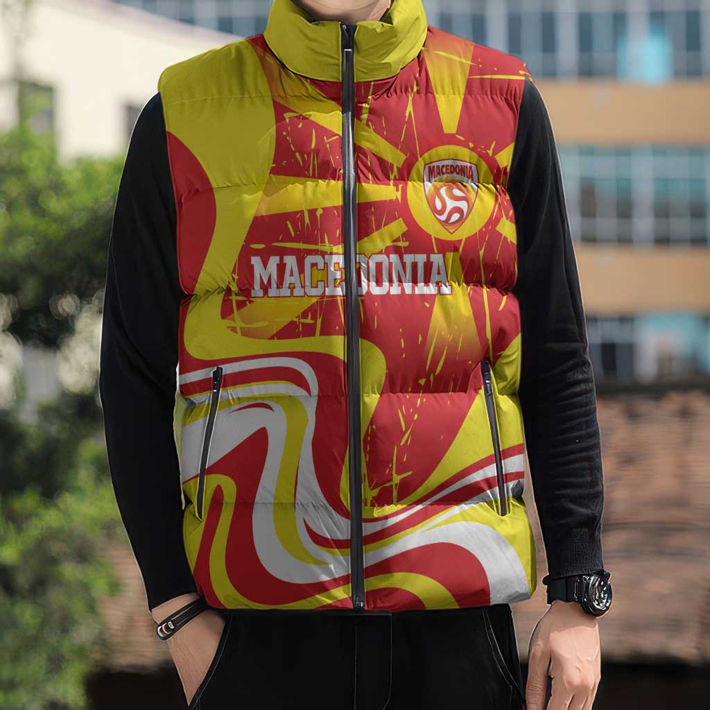 Macedonia Football Custom Sleeveless Puffer Jacket Go Risovi Grunge Style - Wonder Print Shop