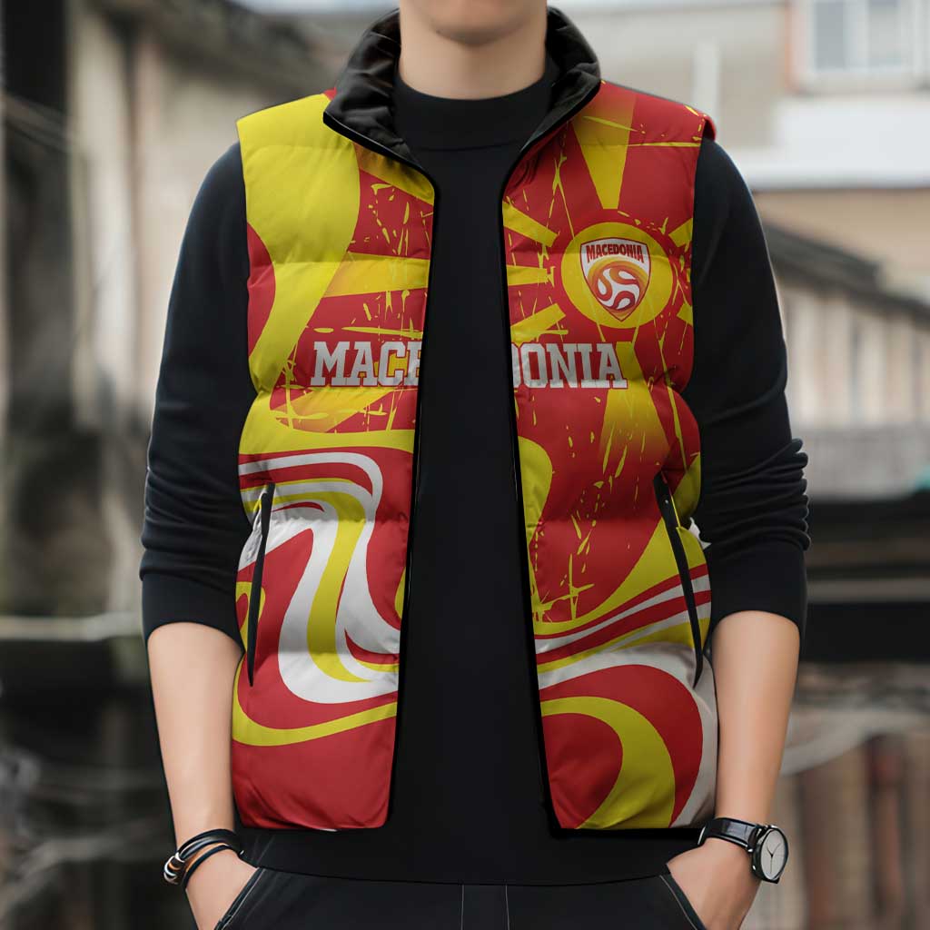 Macedonia Football Custom Sleeveless Puffer Jacket Go Risovi Grunge Style - Wonder Print Shop