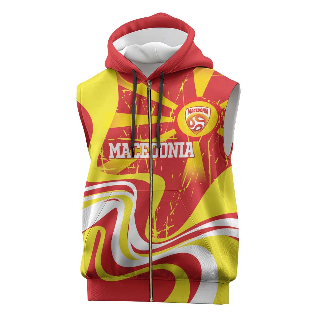 Macedonia Football Custom Sleeveless Zip Hoodie Go Risovi Grunge Style - Wonder Print Shop