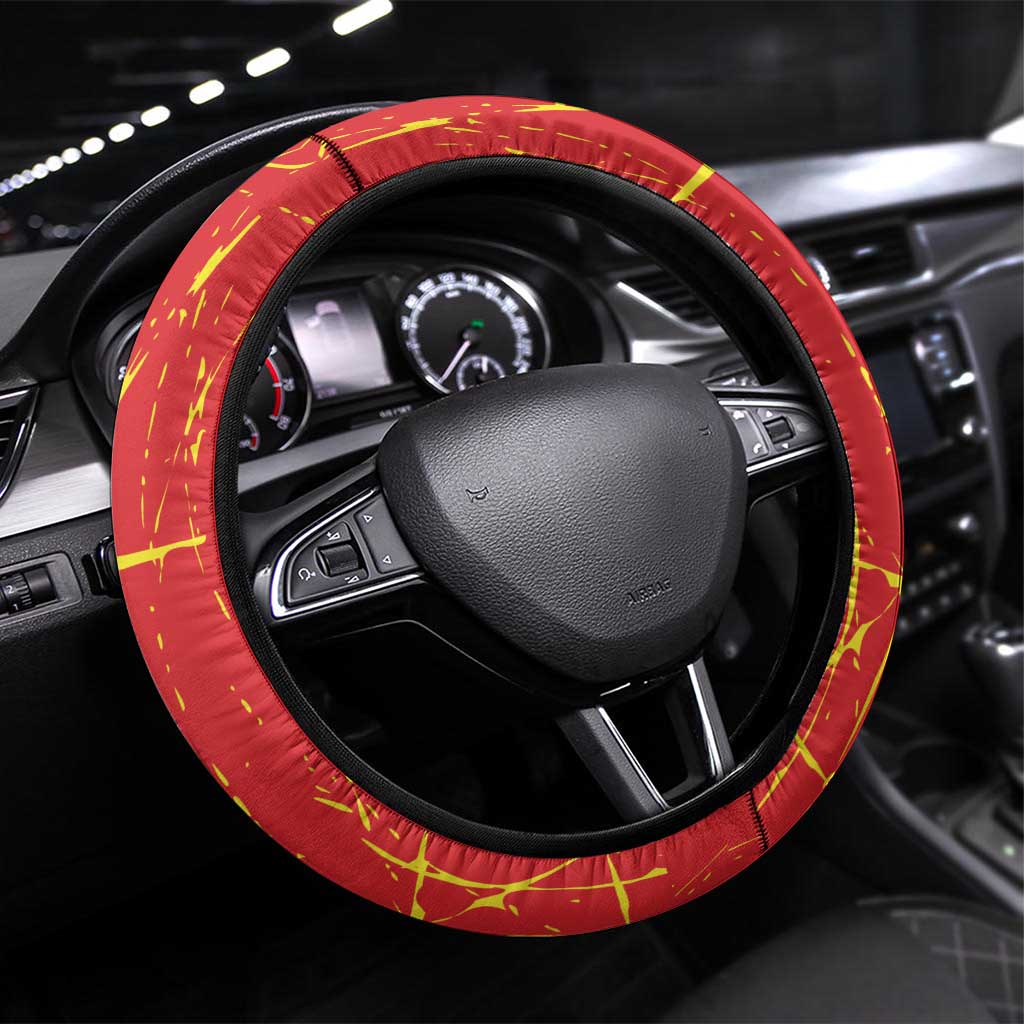 Macedonia Football Steering Wheel Cover Go Risovi Grunge Style - Wonder Print Shop