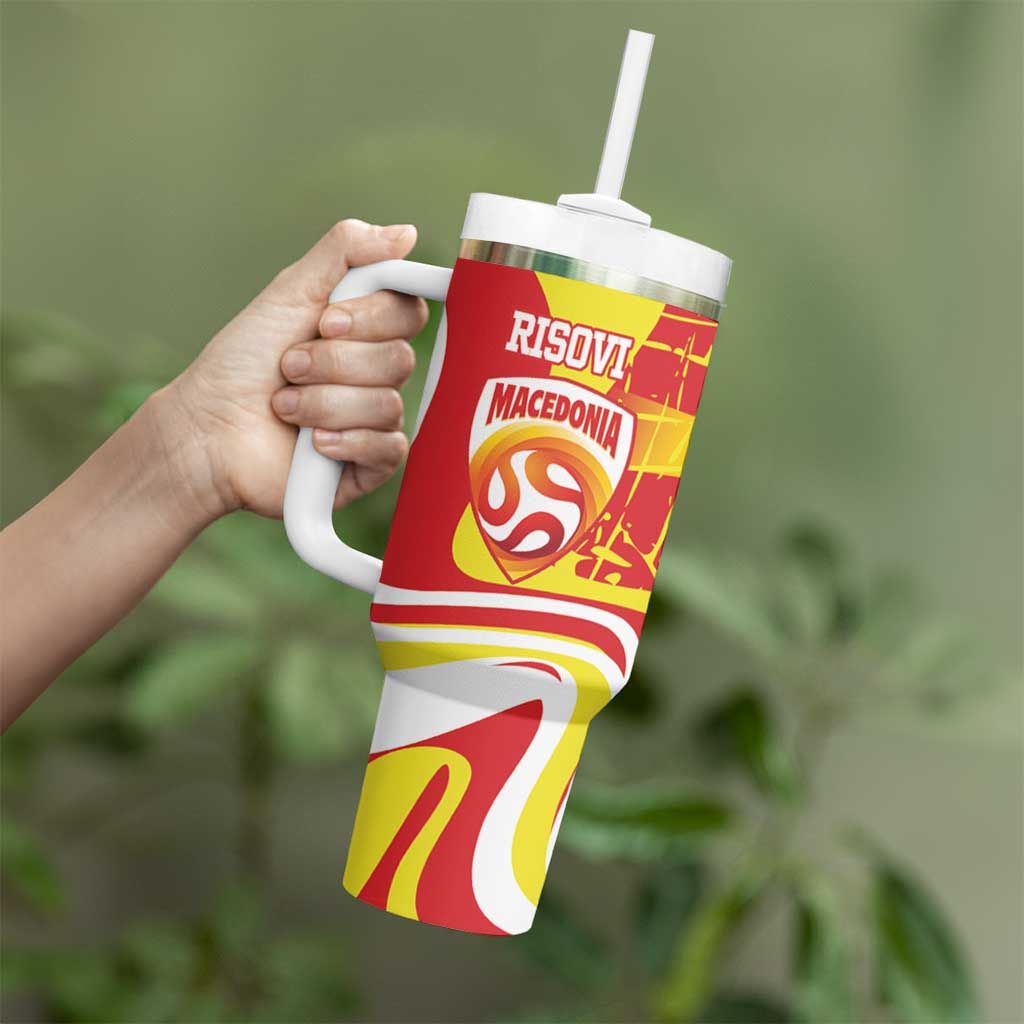 Macedonia Football Custom Tumbler With Handle Go Risovi Grunge Style - Wonder Print Shop