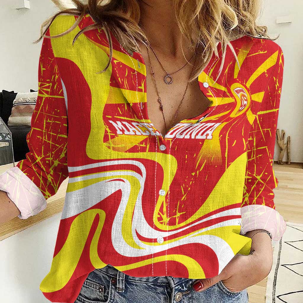 Macedonia Football Custom Women Casual Shirt Go Risovi Grunge Style - Wonder Print Shop