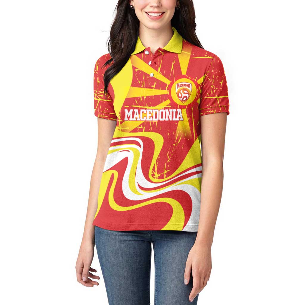Macedonia Football Custom Women Polo Shirt Go Risovi Grunge Style - Wonder Print Shop