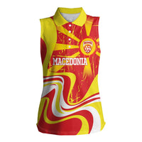 Macedonia Football Custom Women Sleeveless Polo Shirt Go Risovi Grunge Style - Wonder Print Shop