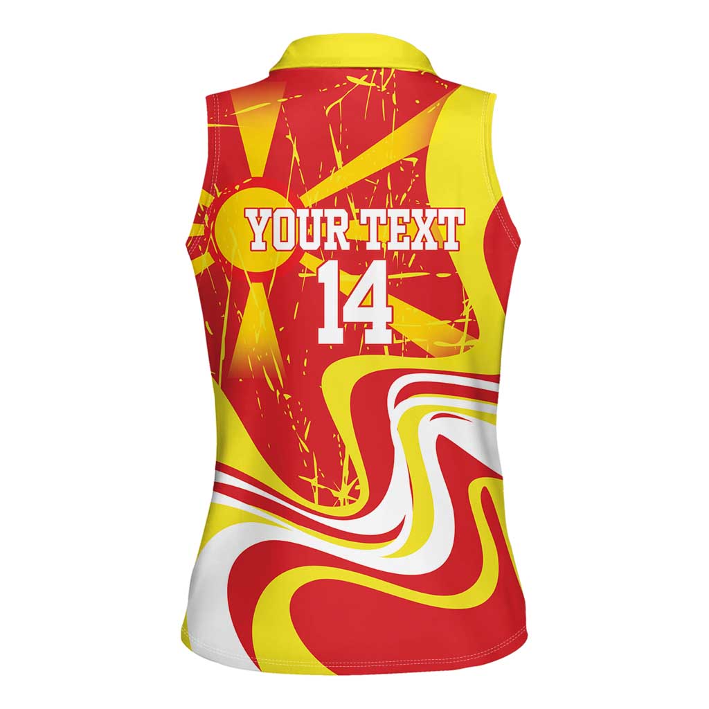 Macedonia Football Custom Women Sleeveless Polo Shirt Go Risovi Grunge Style - Wonder Print Shop