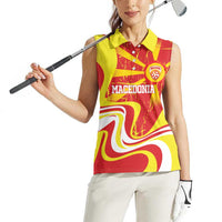 Macedonia Football Custom Women Sleeveless Polo Shirt Go Risovi Grunge Style - Wonder Print Shop