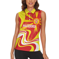 Macedonia Football Custom Women Sleeveless Polo Shirt Go Risovi Grunge Style - Wonder Print Shop