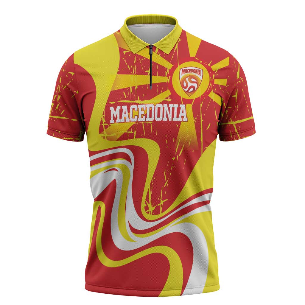 Macedonia Football Custom Zipper Polo Shirt Go Risovi Grunge Style - Wonder Print Shop