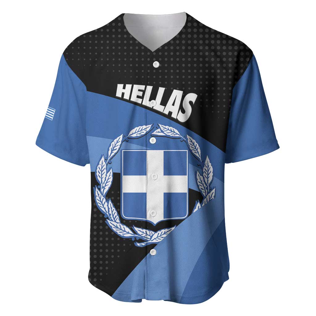 Personalised Greece Hellas Baseball Jersey Coat Of Arms - Wonder Print Shop