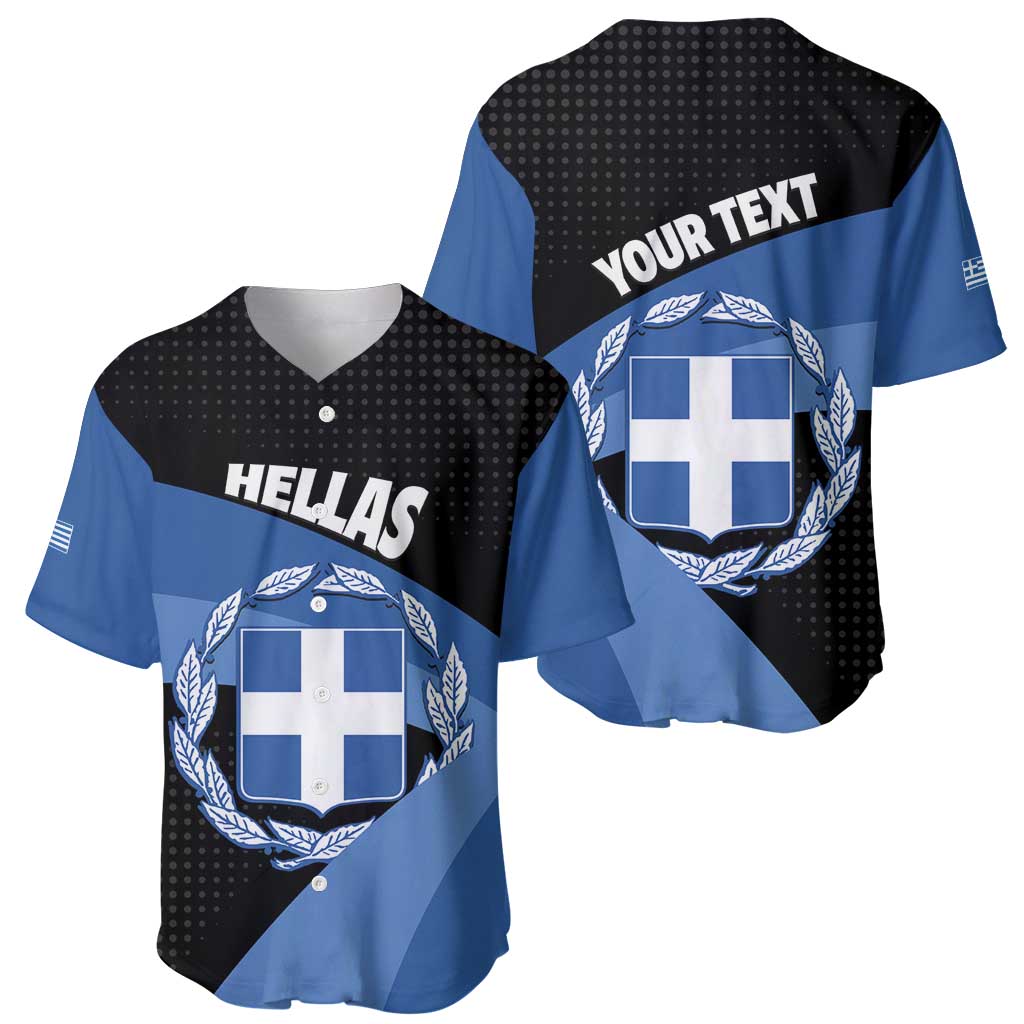 Personalised Greece Hellas Baseball Jersey Coat Of Arms - Wonder Print Shop