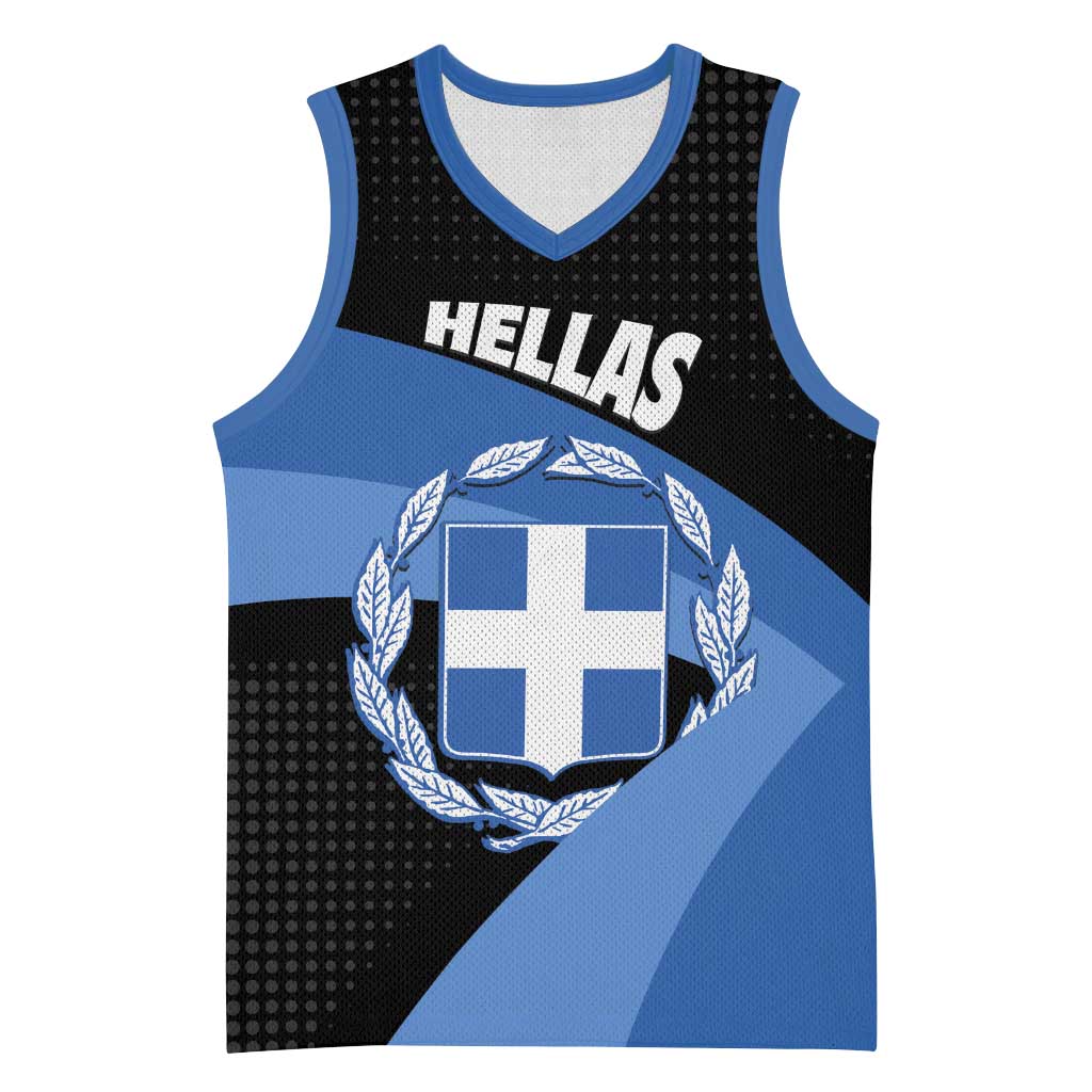 Personalised Greece Hellas Basketball Jersey Coat Of Arms - Wonder Print Shop