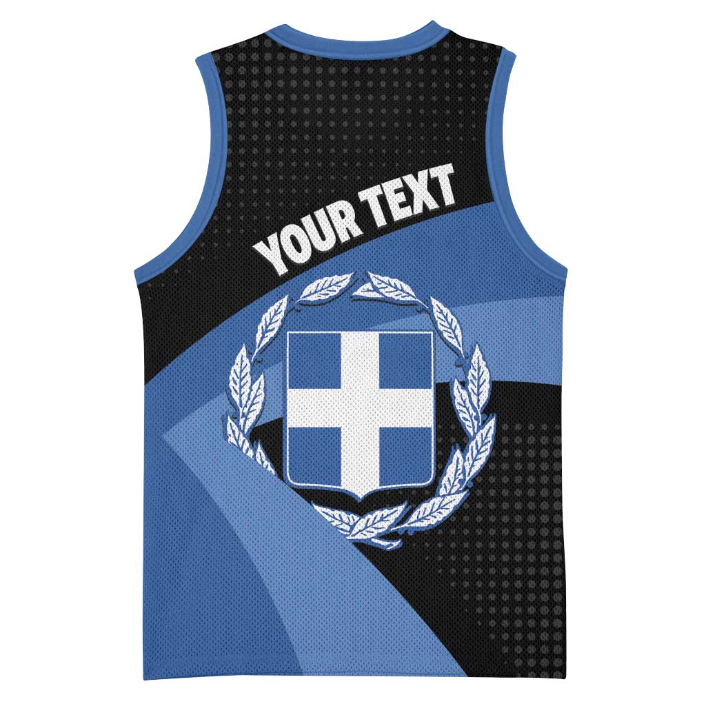 Personalised Greece Hellas Basketball Jersey Coat Of Arms - Wonder Print Shop
