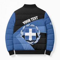Personalised Greece Hellas Bomber Puffer Jacket Coat Of Arms - Wonder Print Shop