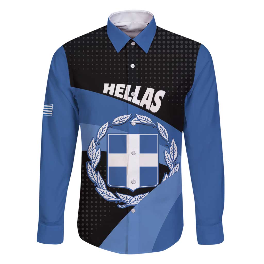 Personalised Greece Hellas Family Matching Long Sleeve Bodycon Dress and Hawaiian Shirt Coat Of Arms - Wonder Print Shop