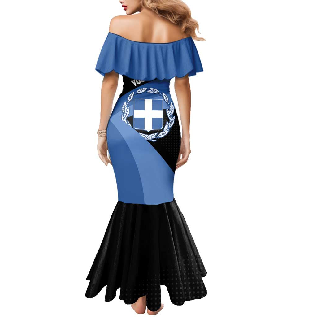 Personalised Greece Hellas Family Matching Mermaid Dress and Hawaiian Shirt Coat Of Arms - Wonder Print Shop