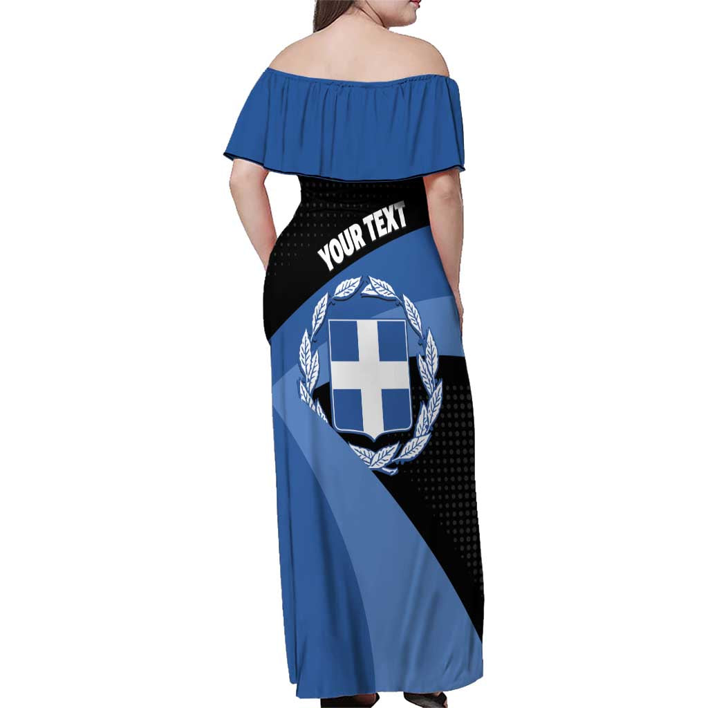 Personalised Greece Hellas Family Matching Off Shoulder Maxi Dress and Hawaiian Shirt Coat Of Arms - Wonder Print Shop