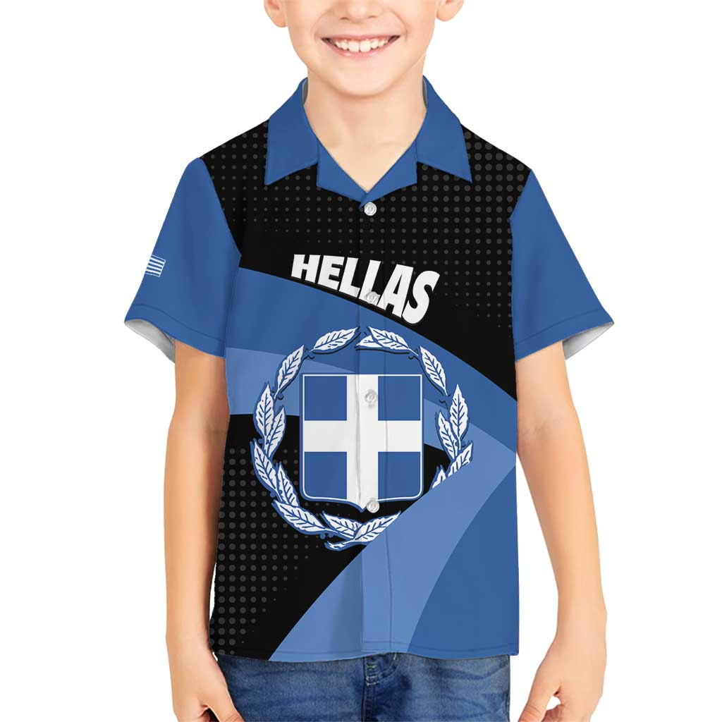 Personalised Greece Hellas Family Matching Off Shoulder Maxi Dress and Hawaiian Shirt Coat Of Arms - Wonder Print Shop