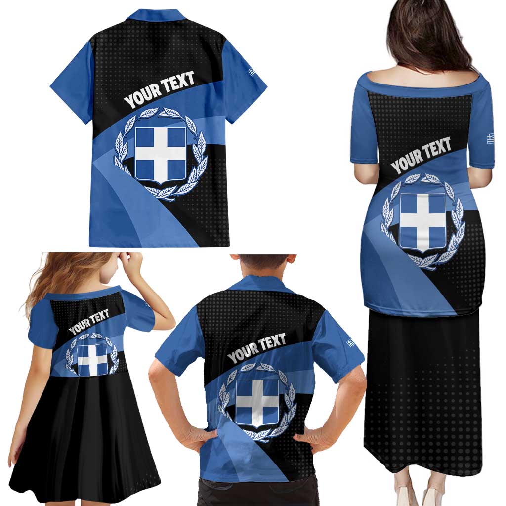 Personalised Greece Hellas Family Matching Puletasi and Hawaiian Shirt Coat Of Arms - Wonder Print Shop