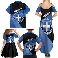 Personalised Greece Hellas Family Matching Summer Maxi Dress and Hawaiian Shirt Coat Of Arms - Wonder Print Shop