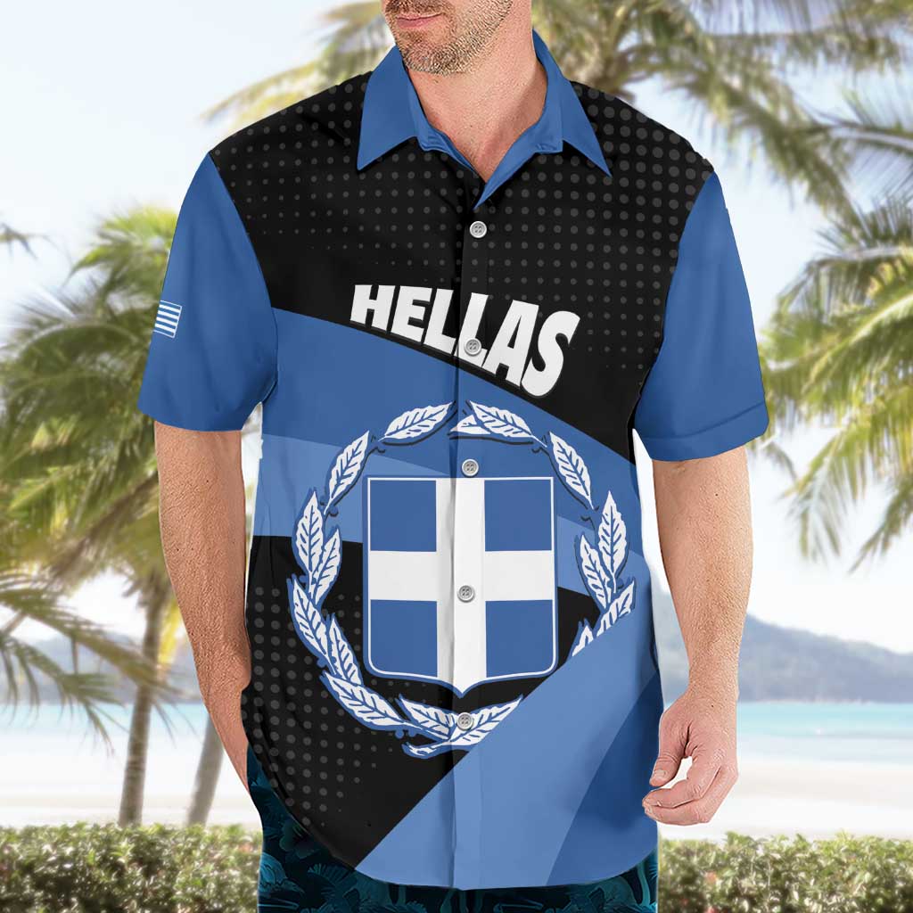 Personalised Greece Hellas Hawaiian Shirt Coat Of Arms - Wonder Print Shop