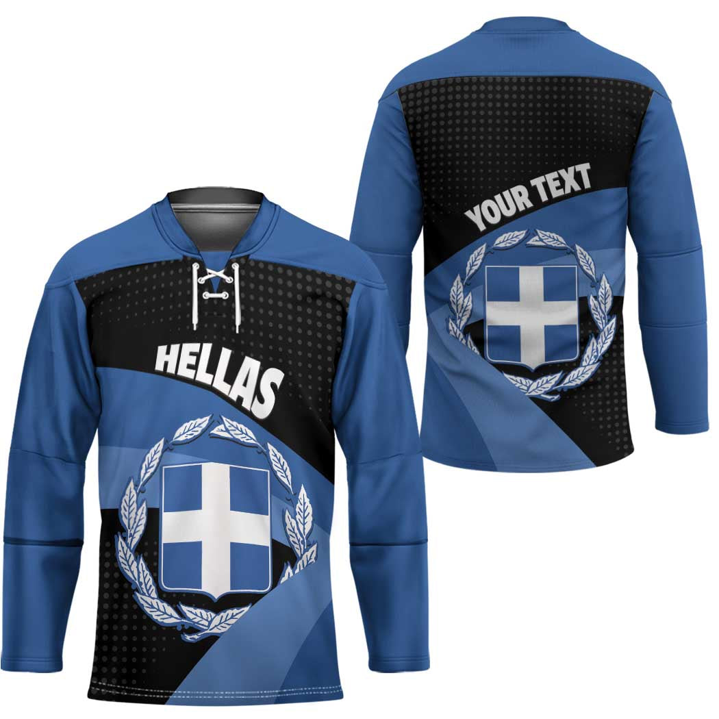Personalised Greece Hellas Hockey Jersey Coat Of Arms - Wonder Print Shop