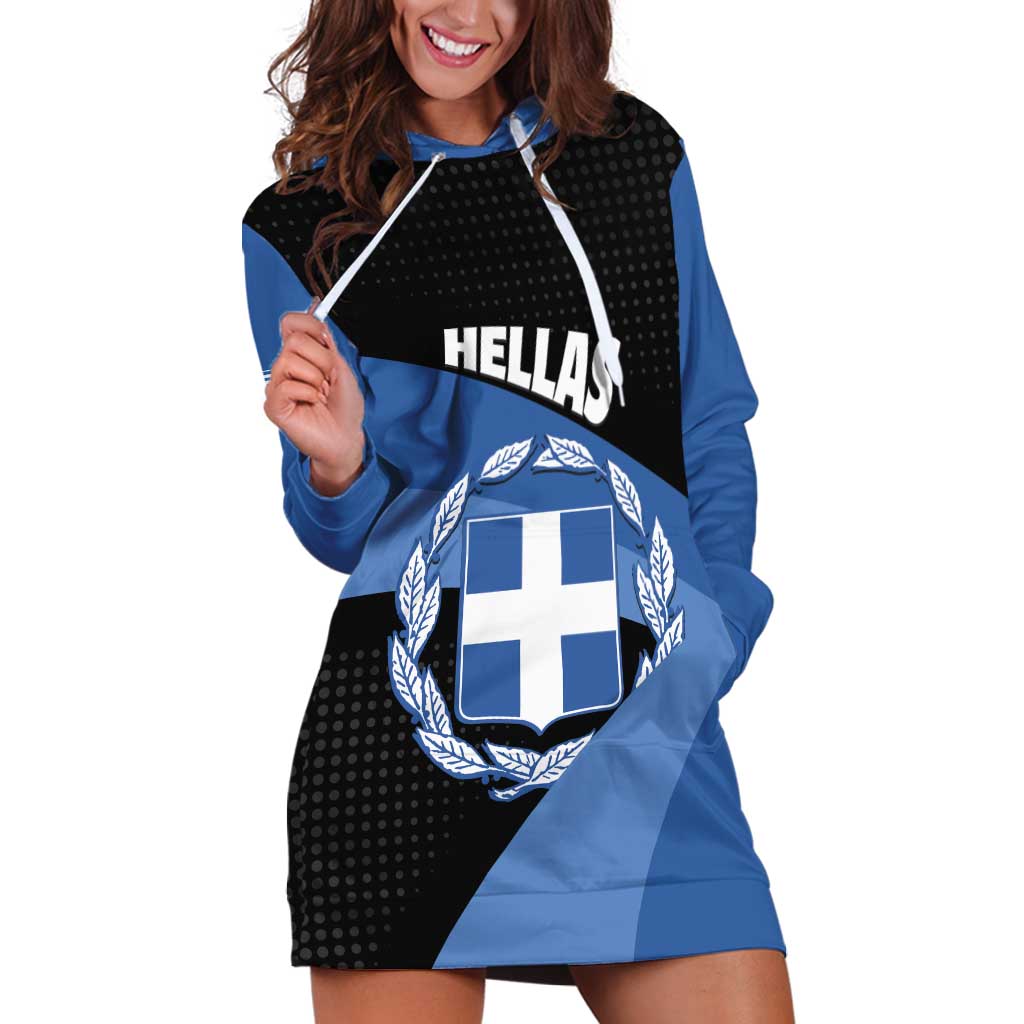 Personalised Greece Hellas Hoodie Dress Coat Of Arms - Wonder Print Shop