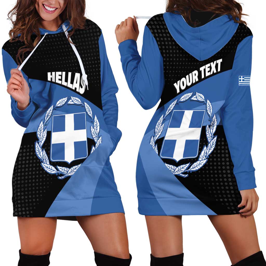 Personalised Greece Hellas Hoodie Dress Coat Of Arms - Wonder Print Shop