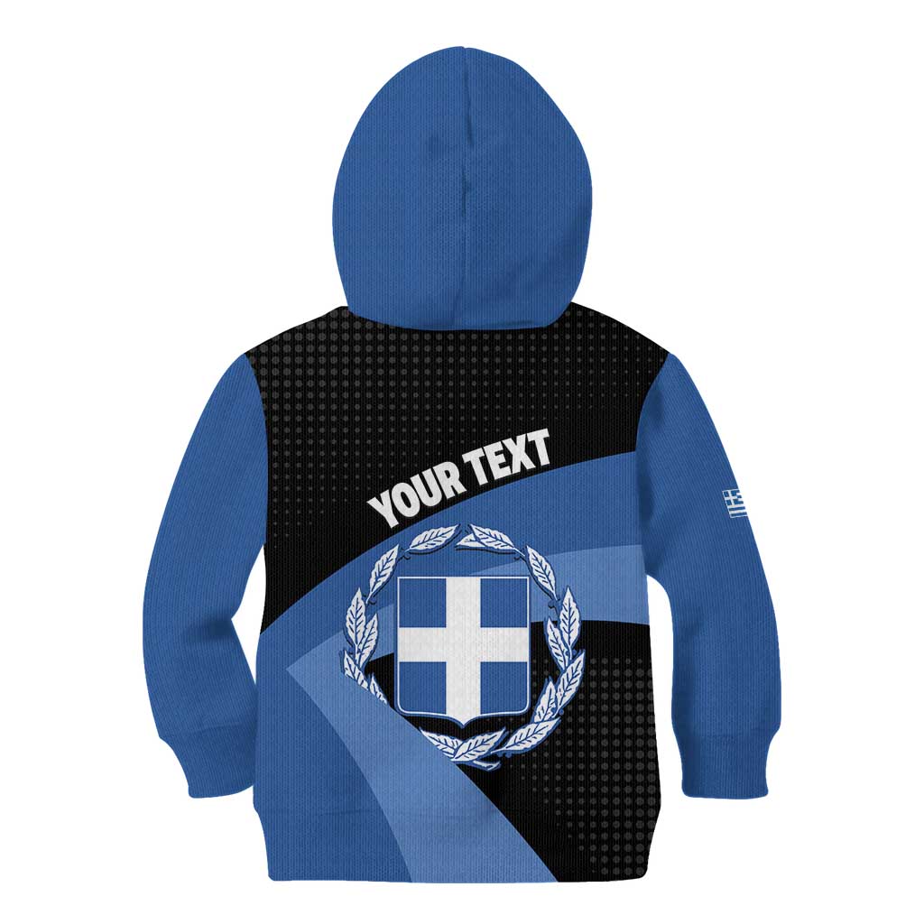 Personalised Greece Hellas Kid Hoodie Coat Of Arms - Wonder Print Shop