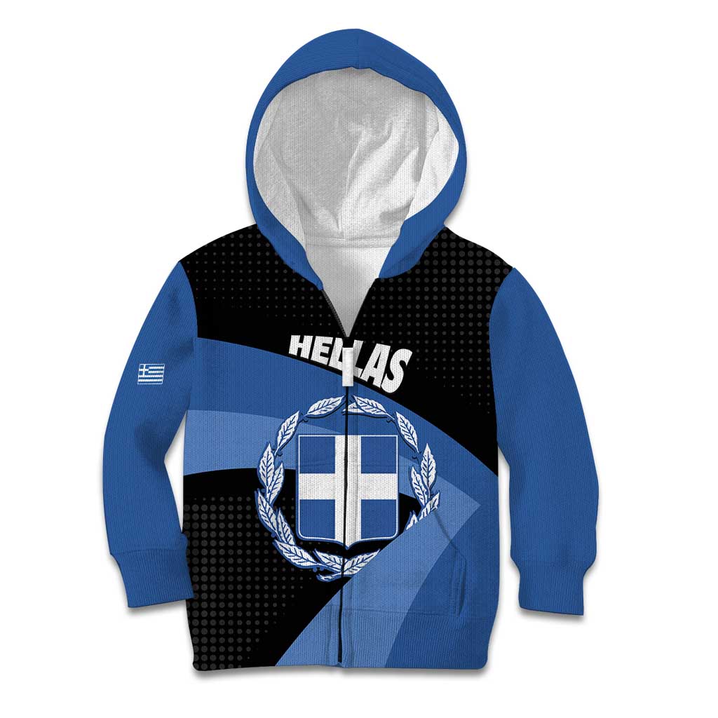 Personalised Greece Hellas Kid Hoodie Coat Of Arms - Wonder Print Shop