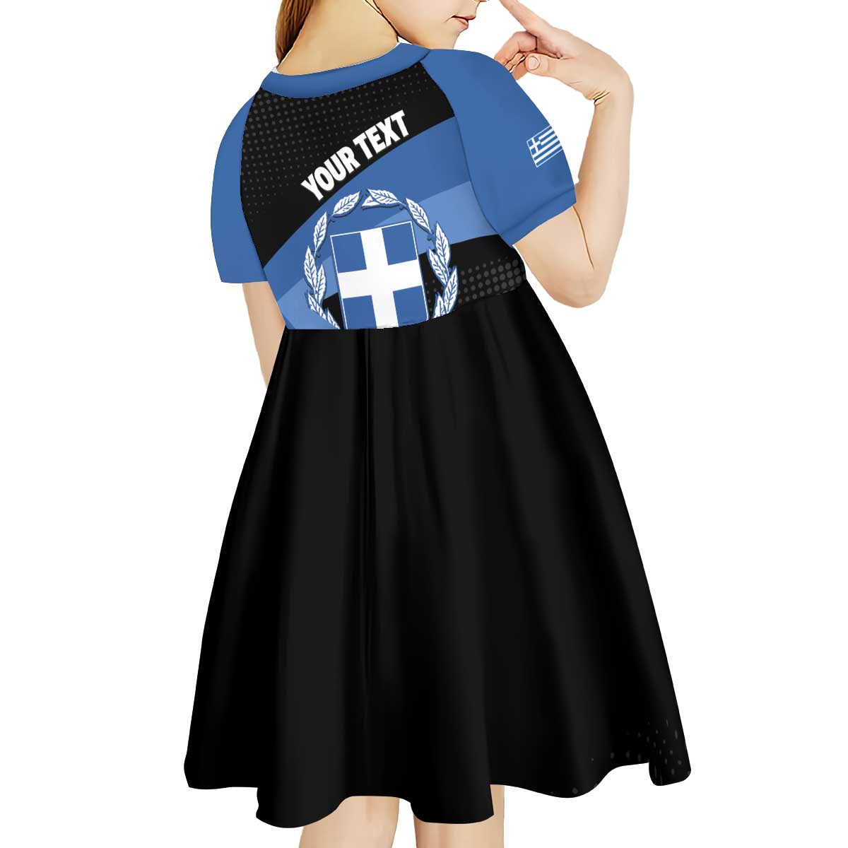 Personalised Greece Hellas Kid Short Sleeve Dress Coat Of Arms - Wonder Print Shop