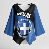 Personalised Greece Hellas Kimono Sleeve Blouse Coat Of Arms - Wonder Print Shop