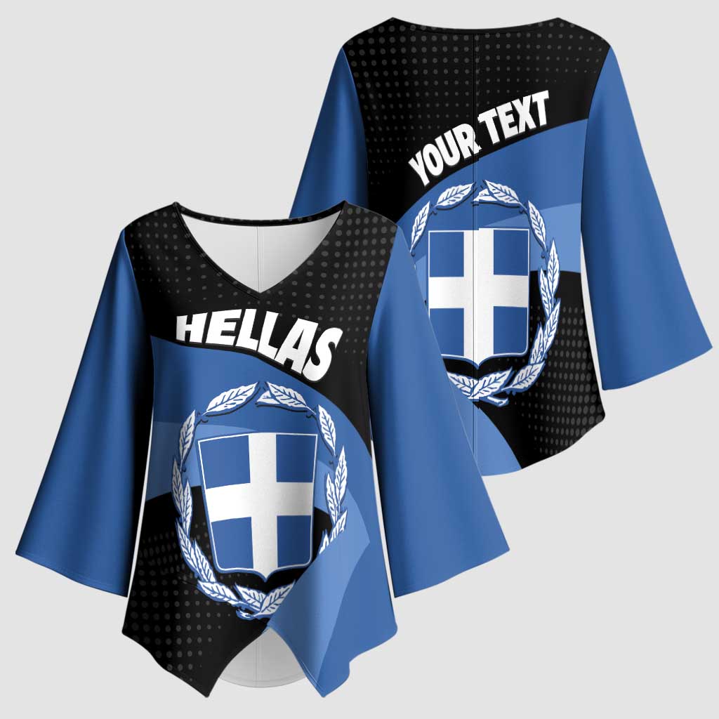 Personalised Greece Hellas Kimono Sleeve Blouse Coat Of Arms - Wonder Print Shop