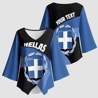Personalised Greece Hellas Kimono Sleeve Blouse Coat Of Arms - Wonder Print Shop