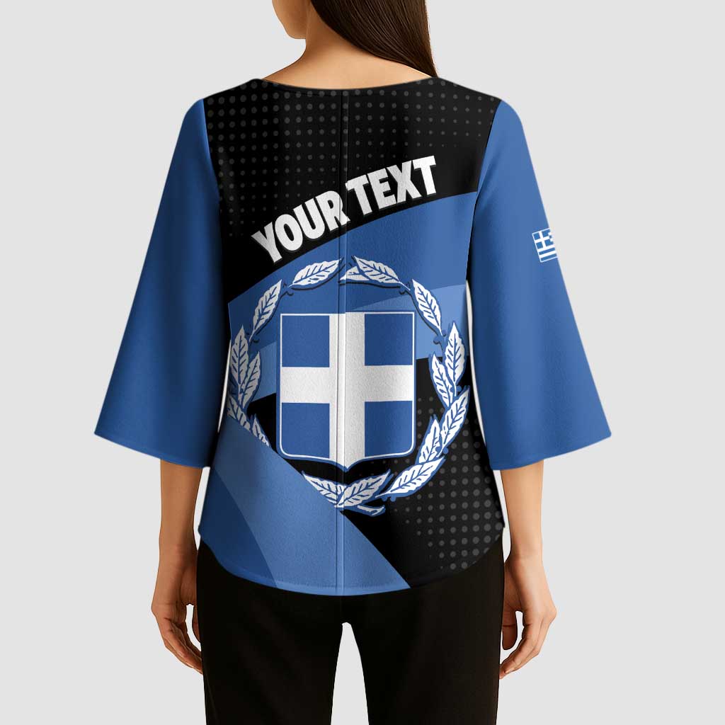Personalised Greece Hellas Kimono Sleeve Blouse Coat Of Arms - Wonder Print Shop