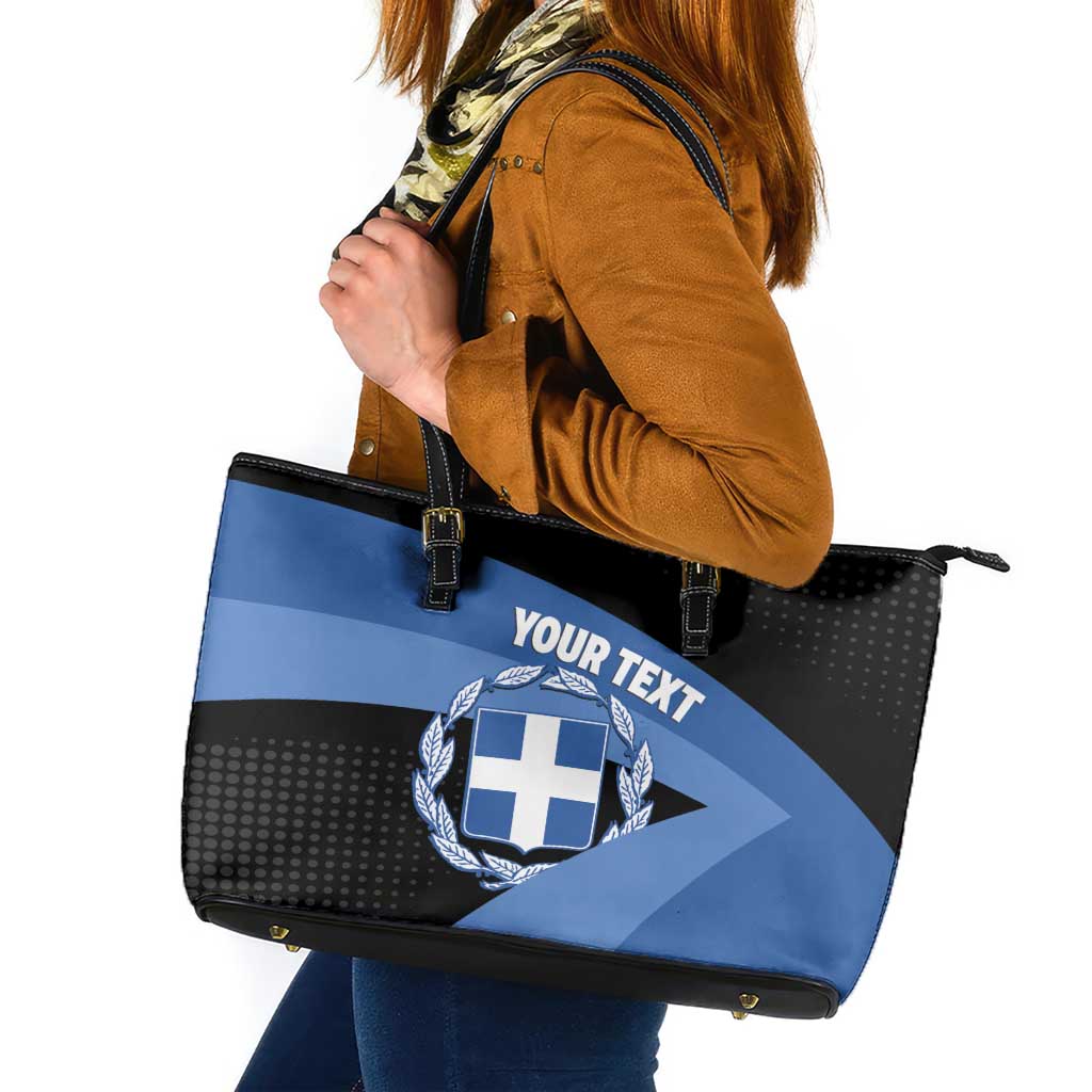 Personalised Greece Hellas Leather Tote Bag Coat Of Arms - Wonder Print Shop