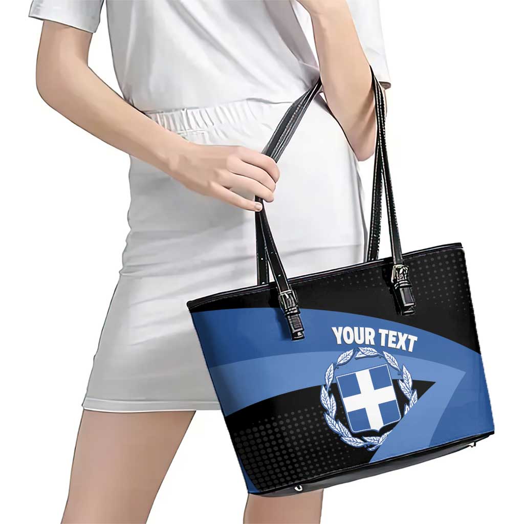 Personalised Greece Hellas Leather Tote Bag Coat Of Arms - Wonder Print Shop