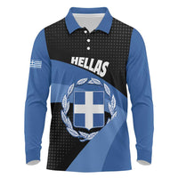 Personalised Greece Hellas Long Sleeve Polo Shirt Coat Of Arms - Wonder Print Shop