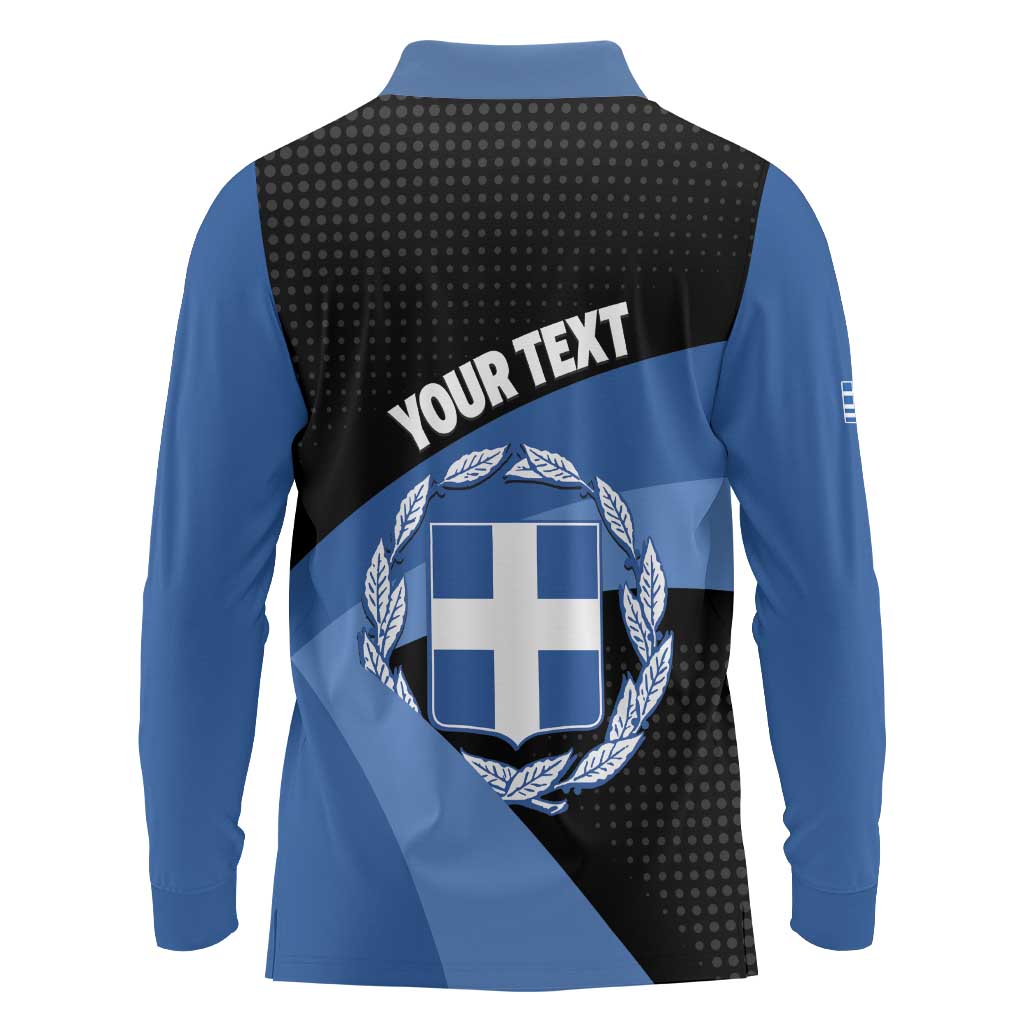 Personalised Greece Hellas Long Sleeve Polo Shirt Coat Of Arms - Wonder Print Shop