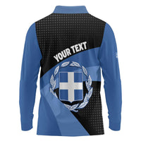 Personalised Greece Hellas Long Sleeve Polo Shirt Coat Of Arms - Wonder Print Shop