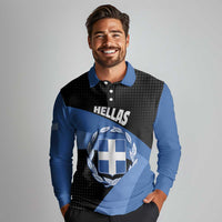 Personalised Greece Hellas Long Sleeve Polo Shirt Coat Of Arms - Wonder Print Shop