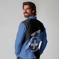 Personalised Greece Hellas Long Sleeve Polo Shirt Coat Of Arms - Wonder Print Shop
