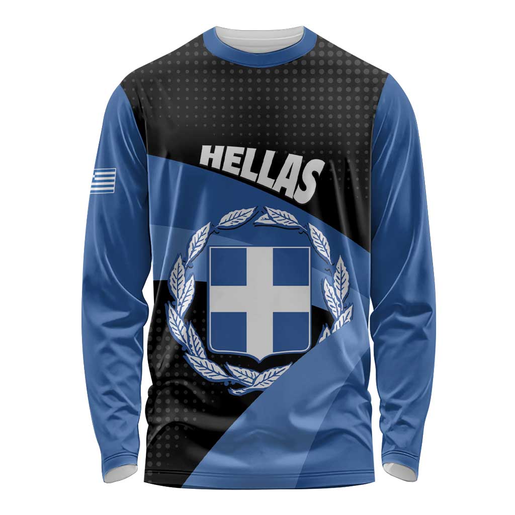 Personalised Greece Hellas Long Sleeve Shirt Coat Of Arms - Wonder Print Shop