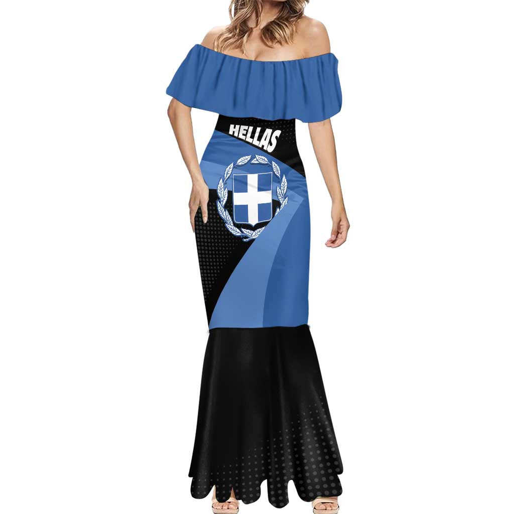 Personalised Greece Hellas Mermaid Dress Coat Of Arms - Wonder Print Shop