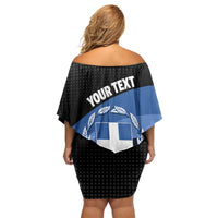 Personalised Greece Hellas Off Shoulder Short Dress Coat Of Arms - Wonder Print Shop