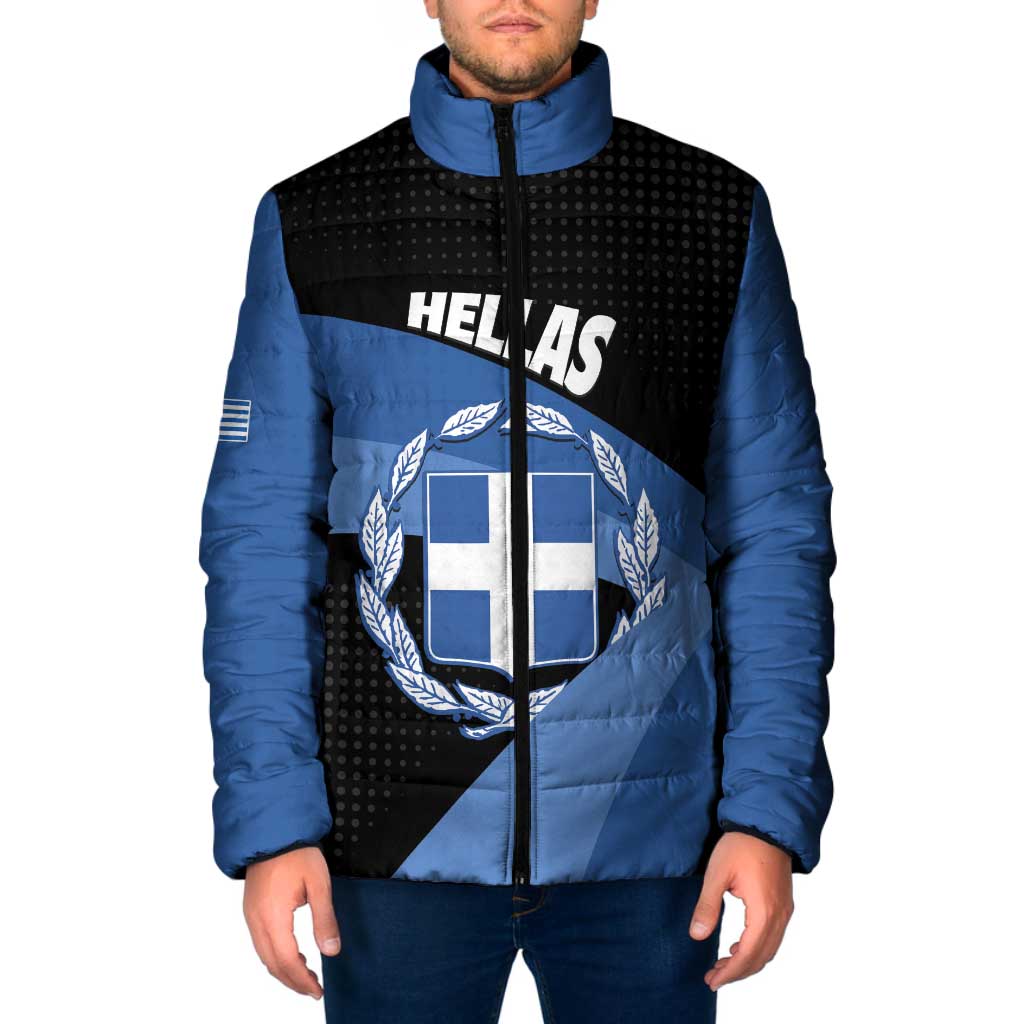 Personalised Greece Hellas Padded Jacket Coat Of Arms - Wonder Print Shop